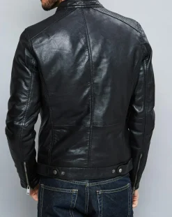 Veste en Cuir Alban noire