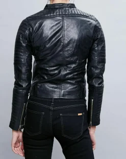 Veste en Cuir Alessia noire