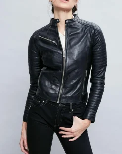 Veste en Cuir Alessia noire