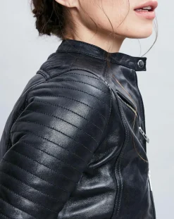 Veste en Cuir Alessia noire