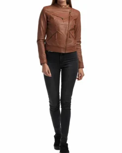 Veste en Cuir Alison cognac
