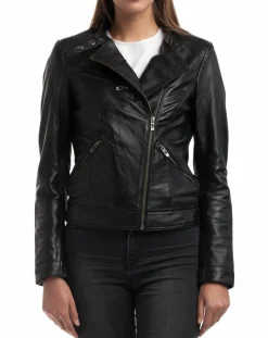 Veste en Cuir Alison noire
