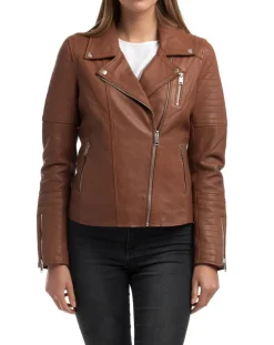 Veste en Cuir Althea cognac