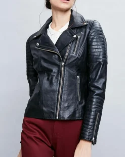 Veste en Cuir Althea noire