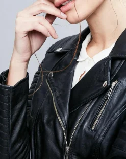 Veste en Cuir Althea noire