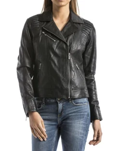 Veste en Cuir Andelle noire