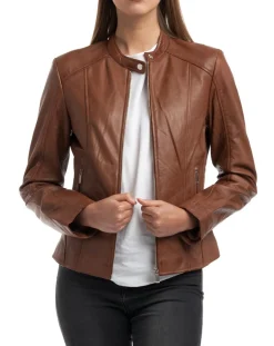 Veste en Cuir Angelina cognac