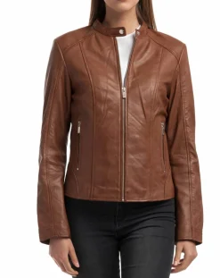 Veste en Cuir Angelina cognac