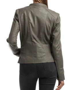 Veste en Cuir Angelina grise