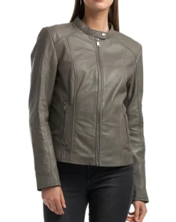 Veste en Cuir Angelina grise