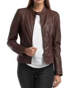Veste en Cuir Angelina marron
