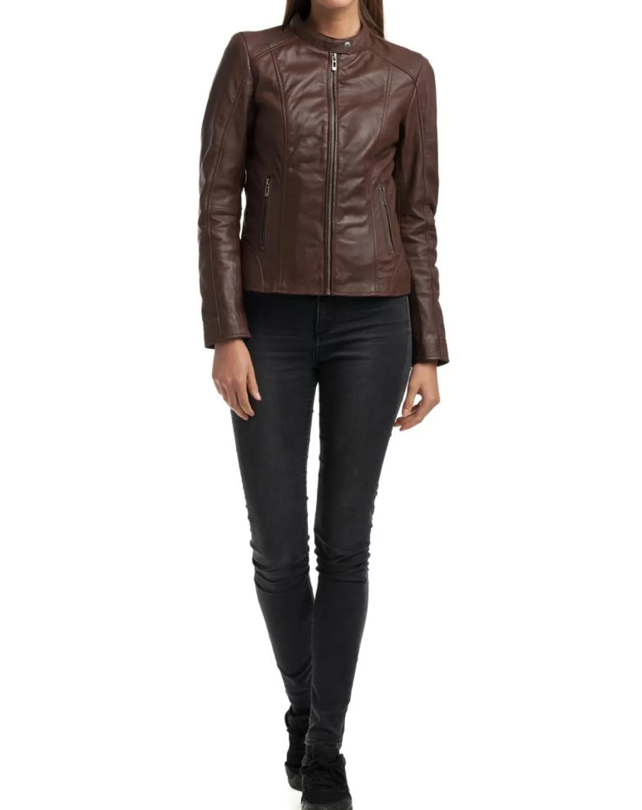 Veste en Cuir Angelina marron