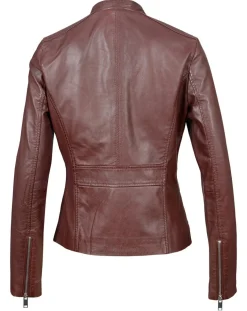 Veste en Cuir Appoline bordeaux