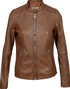Veste en Cuir Appoline cognac