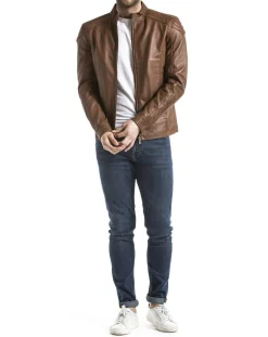 Veste en Cuir Ardesco cognac