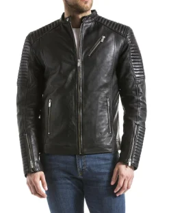 Veste en Cuir Atur noire