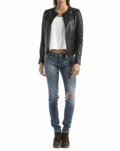 Veste en cuir Bandama noire