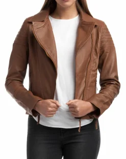 Veste en Cuir Barbara cognac