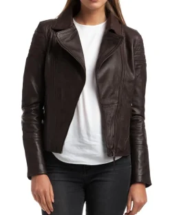 Veste en Cuir Barbara marron