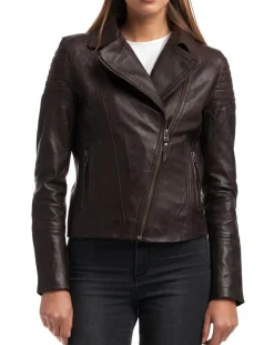 Veste en Cuir Barbara marron