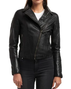 Veste en Cuir Barbara noire