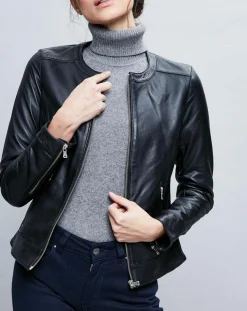 Veste en Cuir Basilea noire