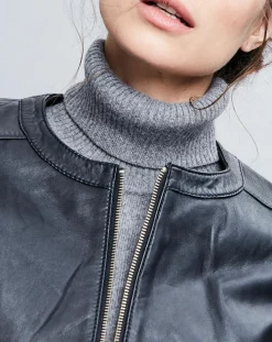 Veste en Cuir Basilea noire