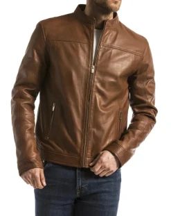 Veste en Cuir Bayon cognac
