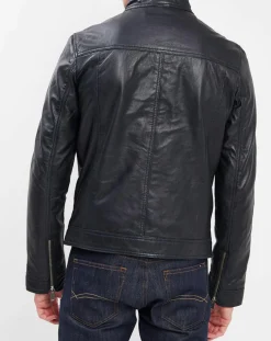 Veste en Cuir Bayon marine