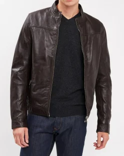 Veste en Cuir Bayon marron