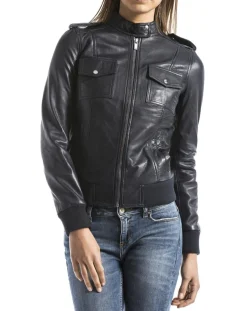 Veste en Cuir Belaya marine