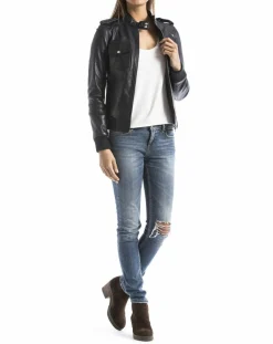 Veste en Cuir Belaya marine