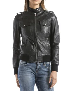 Veste en Cuir Belaya noire