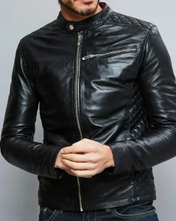 Veste en Cuir Ben noire