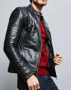 Veste en Cuir Ben noire