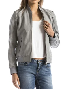 Veste en Cuir Benoue gris clair