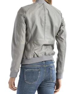 Veste en Cuir Benoue gris clair