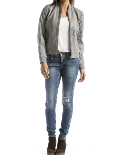 Veste en Cuir Benoue gris clair