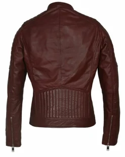 Veste en Cuir Betty bordeaux