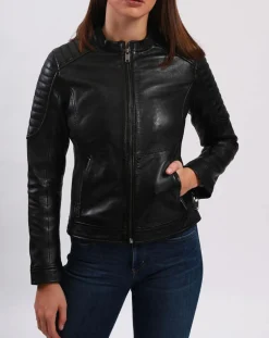 Veste en Cuir Betty noire