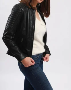 Veste en Cuir Betty noire