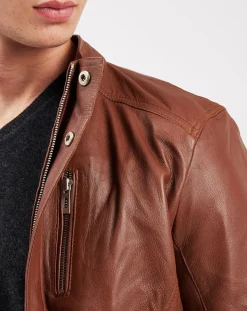 Veste en Cuir Brezon cognac