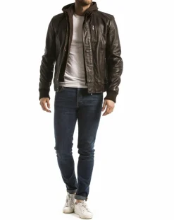 Veste en Cuir Brezon marron