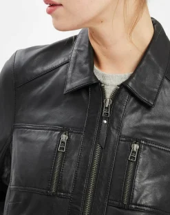 Veste en Cuir Brigitte noire