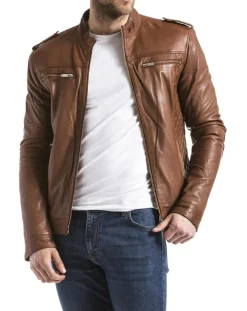 Veste en Cuir Brisbane cognac