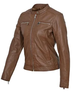 Veste en Cuir Calissy cognac