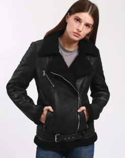 Veste en Cuir Calypso noire