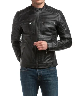 Veste en Cuir Cameron noire