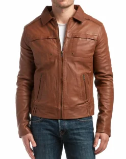 Veste en Cuir Carlo cognac