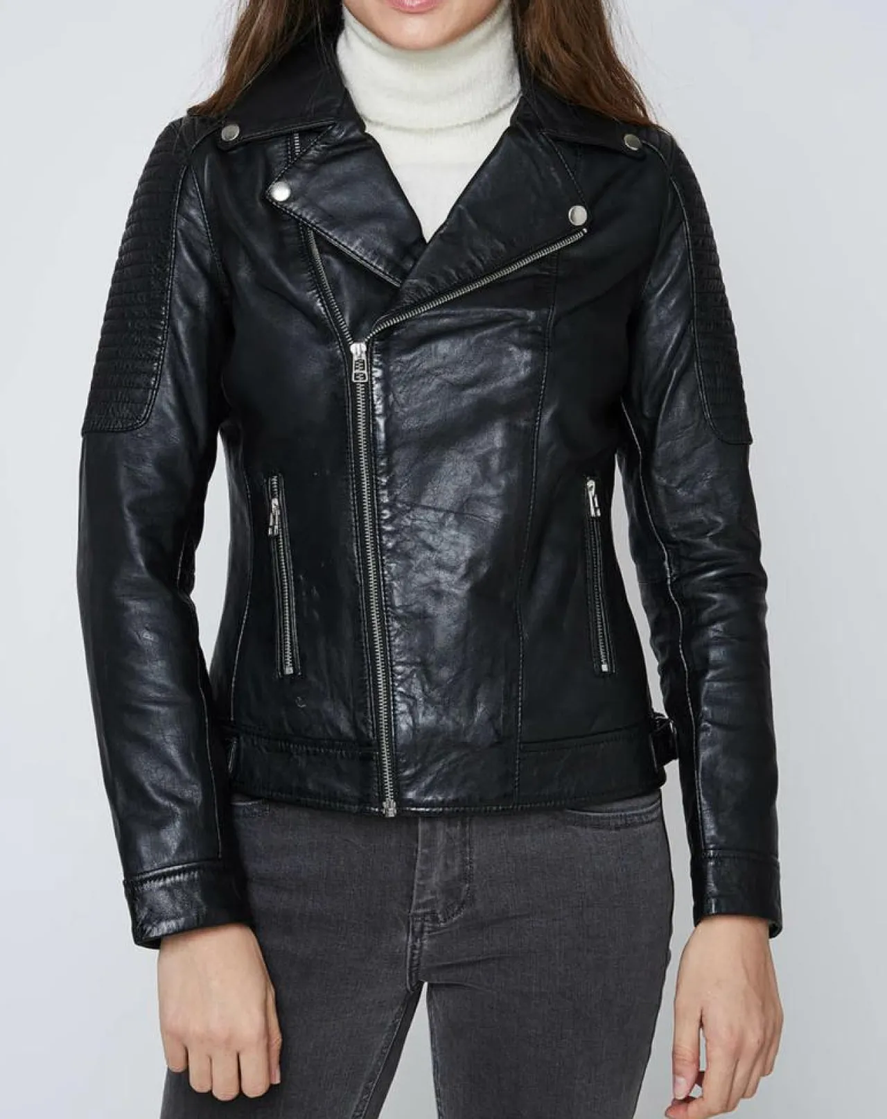 Veste en Cuir Carmen noire